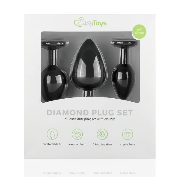 Easytoys Diamond - analplug sæt - sort