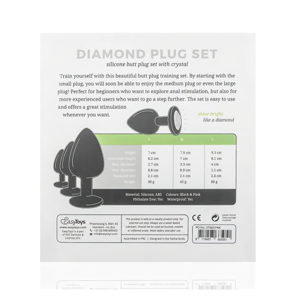 Easytoys Diamond - analplug sæt - sort