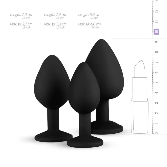Easytoys Diamond - analplug sæt - sort