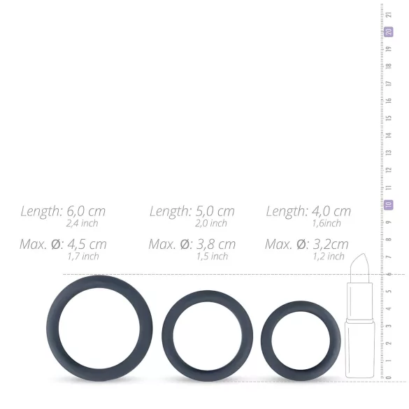 Boners - penisringsæt - 3 stk - silikone - grå
