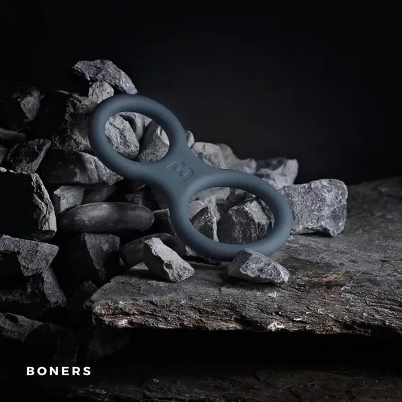 Boners Classic - penisring og kuglering - silikone - grå