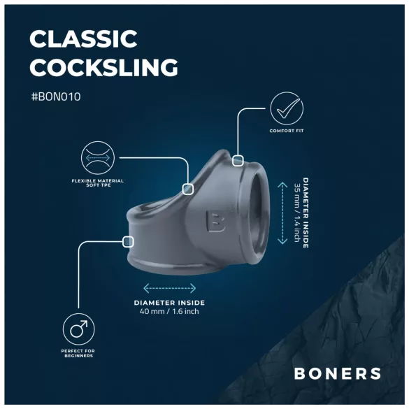 Boners - penisring og pungstrækker - silikone grå