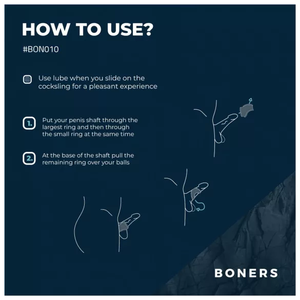Boners - penisring og pungstrækker - silikone grå
