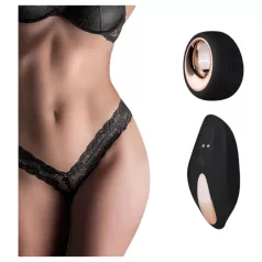   Pantyrebel - sort, genopladelig, radiostyret blonde‑trussevibrator (S-L)
