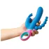 PMV20 Vice Double - trippel vibrator med rotation - silikone blå