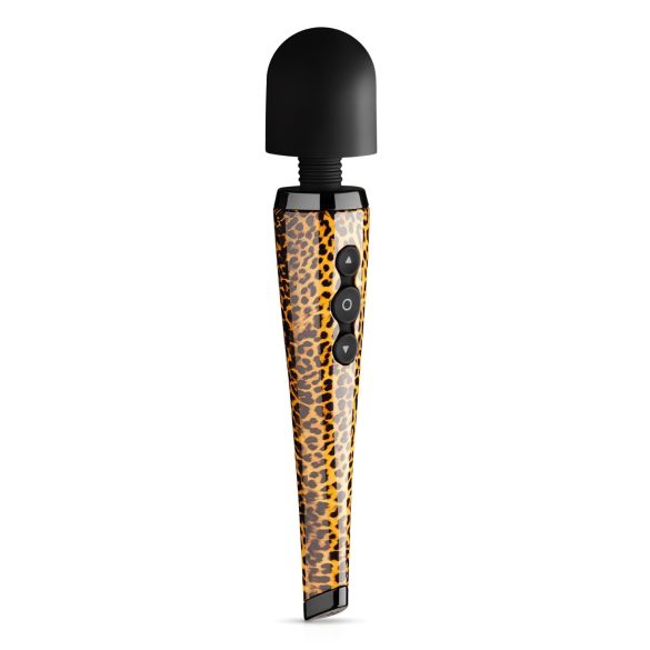 Panthra Shaka Wand - stavvibrator med batteri - leopard-sort