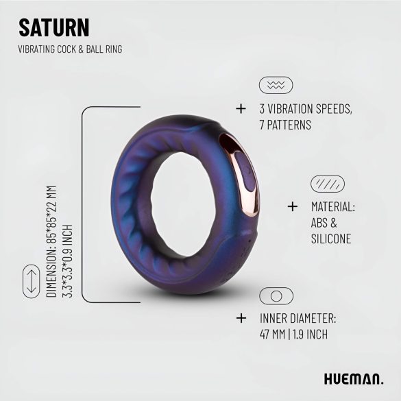 Hueman Saturn - vibratorisk penisring - genopladelig vandtæt - lilla
