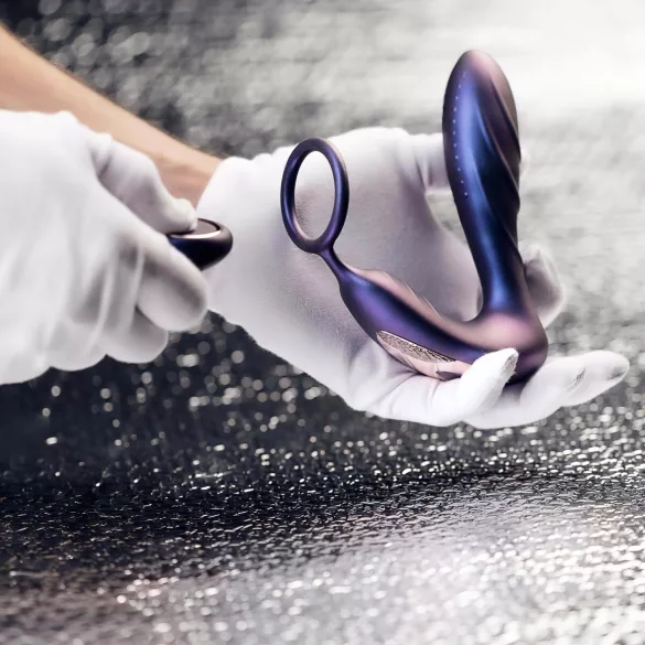 Hueman Black Hole - analvibrator med fjernbetjening og penisring - lilla