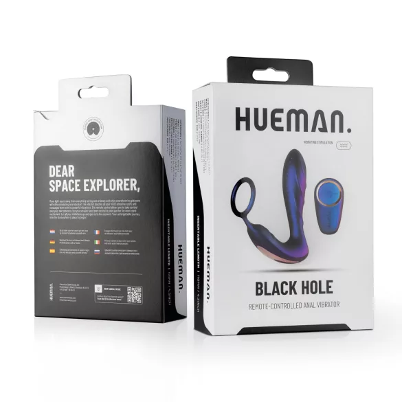 Hueman Black Hole - analvibrator med fjernbetjening og penisring - lilla