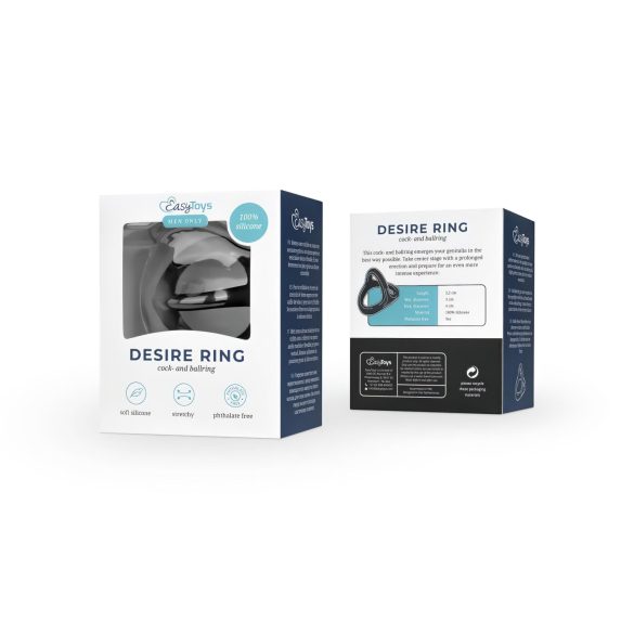 Easytoys Desire Ring - penisring og kuglering - fleksibel - sort