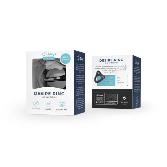 Easytoys Desire Ring - penisring og kuglering - fleksibel - sort
