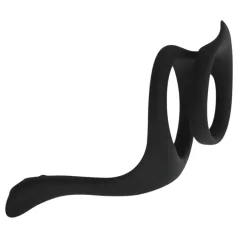   Easytoys - penisring og kuglering - fleksibel silikone - sort