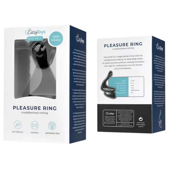 Easytoys - penisring og kuglering - fleksibel silikone - sort