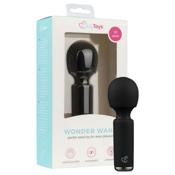 Easytoys Wonder Wand - mini massagevibrator - genopladelig - sort