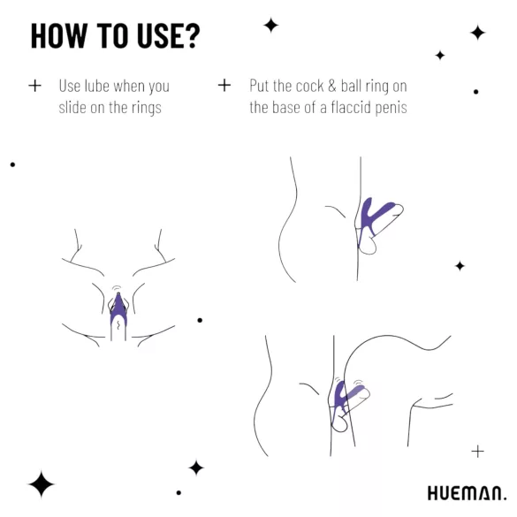 Hueman Infinity Ignite - vibratorisk penis- og kuglering - lilla