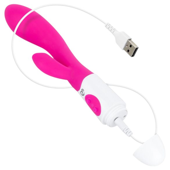 Easytoys - rabbitvibrator med klitorisarm - genopladelig silikon pink