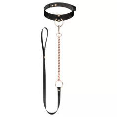 Rosy Gold - halsbånd og line - justerbar - sort/rosaguld