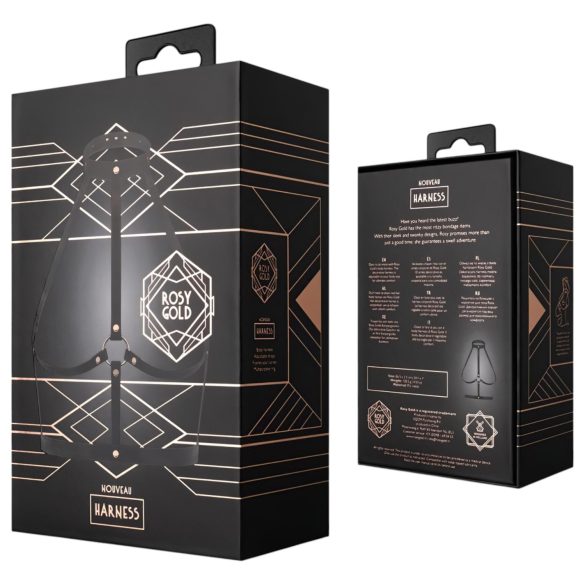 Rosy Gold - body harness - justerbar - sort/rosaguld