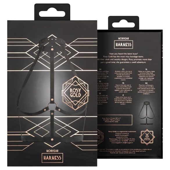 Rosy Gold - body harness - justerbar - sort/rosaguld