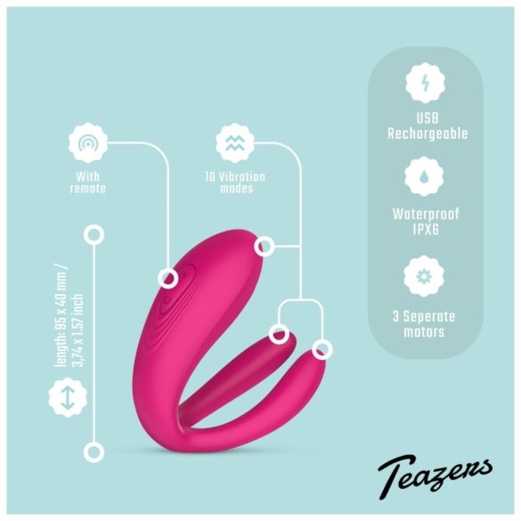 Teazers - parvibrator med 3 motorer - pink