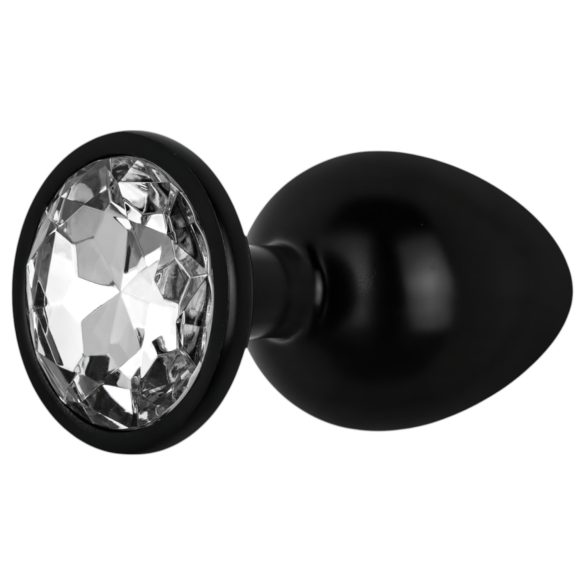 / Easytoys Anal Collection - metal anal plug med sten - M (sort)