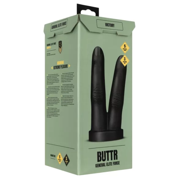 BUTTR Victory - dobbelt finger analdildo - sort
