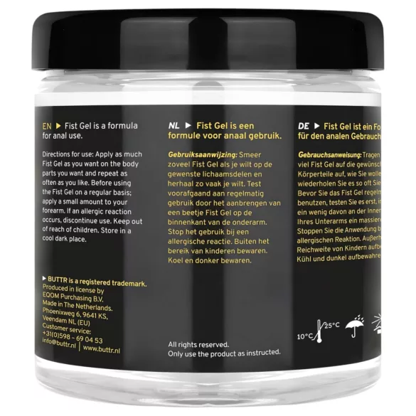 BUTTR - fisting gel - klæbefri - 500ml