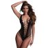 Christine - dyb udskæring net bodysuit - sort - XS-XL