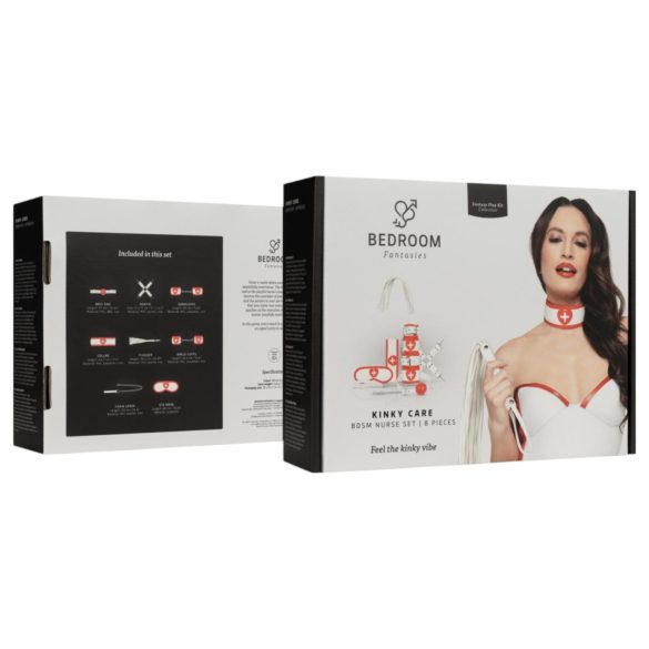 Bedroom Fantasies - sygeplejerske kostume sæt - 8 dele - rød/hvid