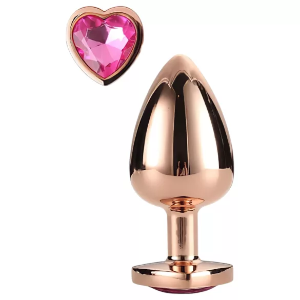 Gleaming Love - analplug aluminium hjerteformet sten rosaguld
