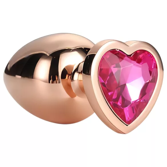 Gleaming Love - analplug aluminium hjerteformet sten rosaguld
