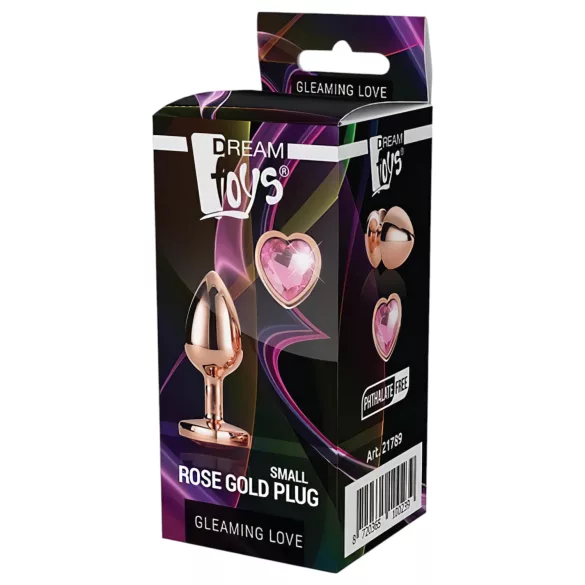 Gleaming Love - analplug aluminium hjerteformet sten rosaguld