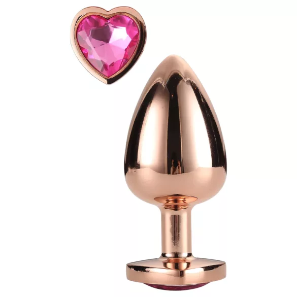 Gleaming Love - analprop aluminium hjerteformet sten M rosa guld