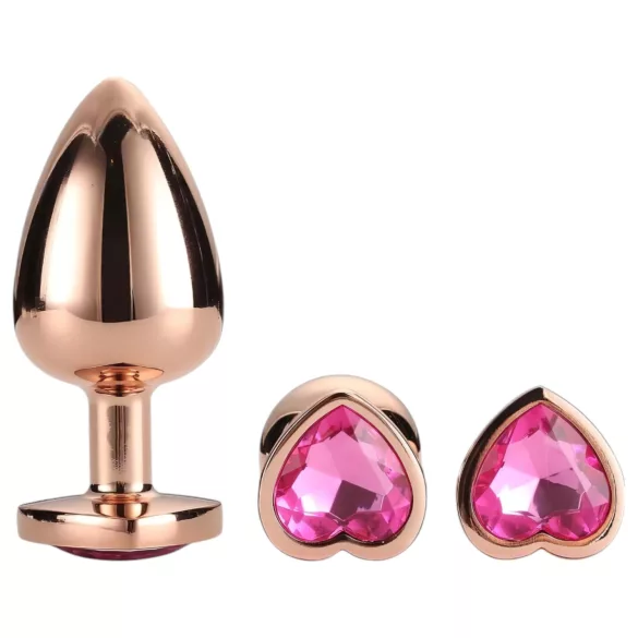 Gleaming Love - analplugsæt med hjerte - rosegold - 3 stk