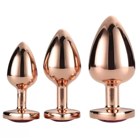 Gleaming Love - analplugsæt med hjerte - rosegold - 3 stk