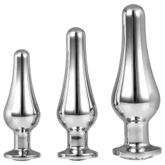 Gleaming Love - anal top-plugsæt (sølv, 3 dele)