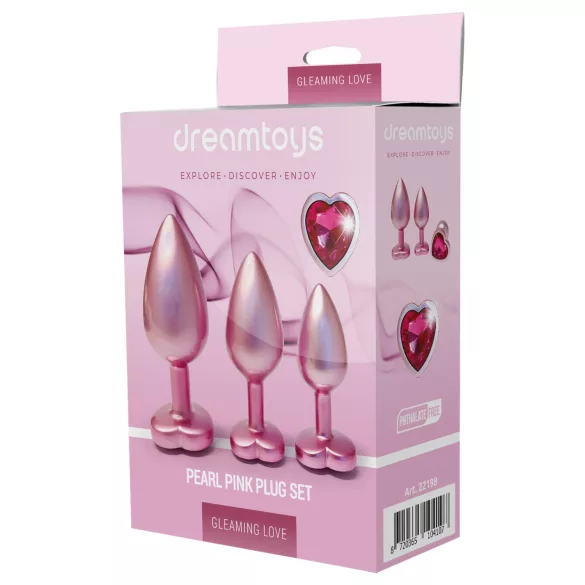 Dreamtoys Gleaming Love - hjerteformet anal plug sæt (rosa)
