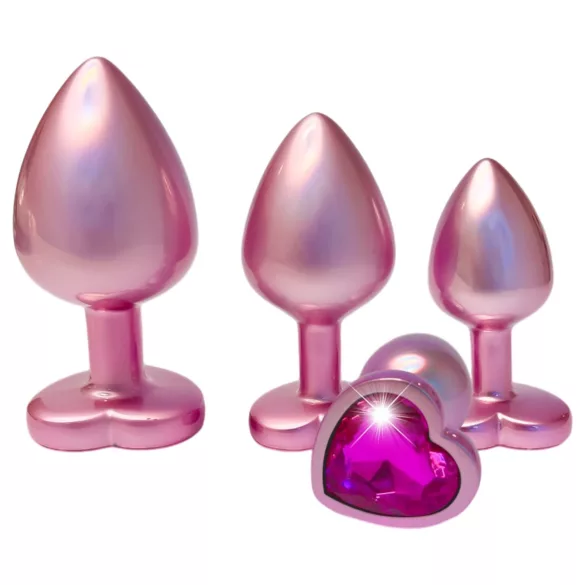 Dreamtoys Gleaming Love - hjerteformet anal plug sæt (rosa)