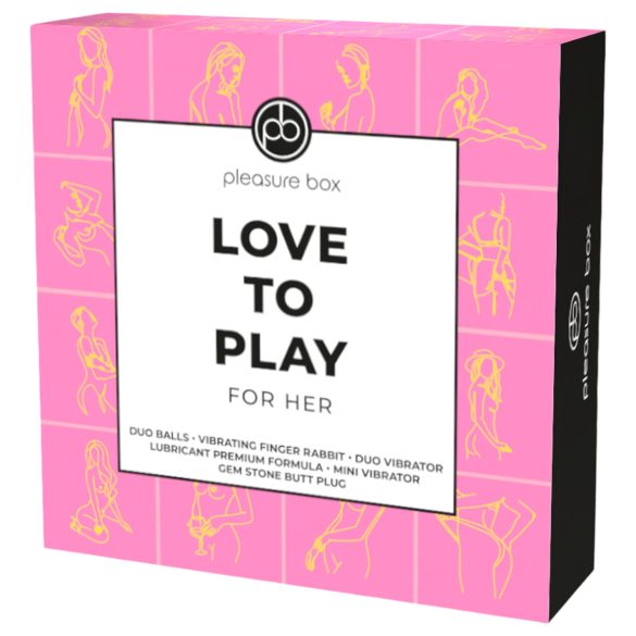 Pleasure Box Love to Play - vibratorsæt - 6 dele - pink/lilla
