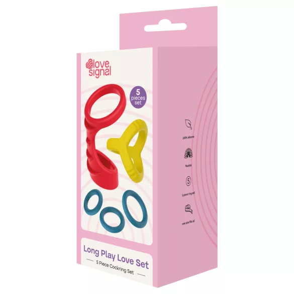 Dreamtoys Love Signal - penissring-sæt (flerfarvet)