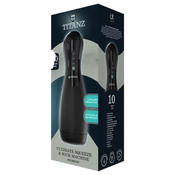 Titanz Ultimate Squeeze & Suck - automatisk masturbator (sort)