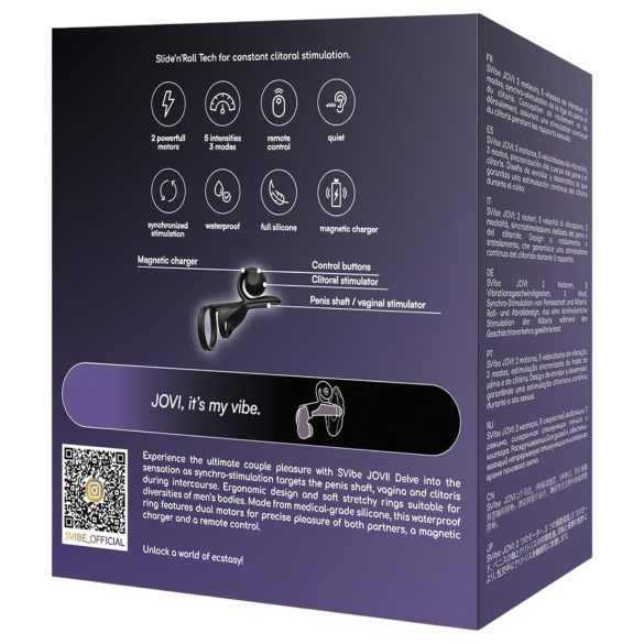 Snail Vibe Jovi - penisring og parvibrator - sort