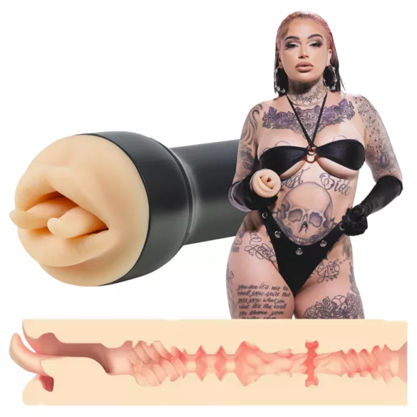 Kiiroo Feel Leigh Raven - kunstig mund med udskåret tunge (naturel)