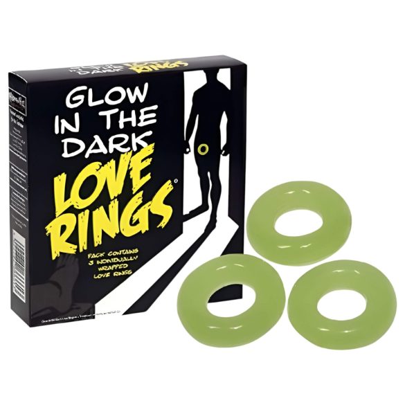 Love Rings - Selvlysende Penisring Sæt (3 stk)