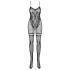 Obsessive - bodystocking med blomstermønster - mesh - sort (S-L)
