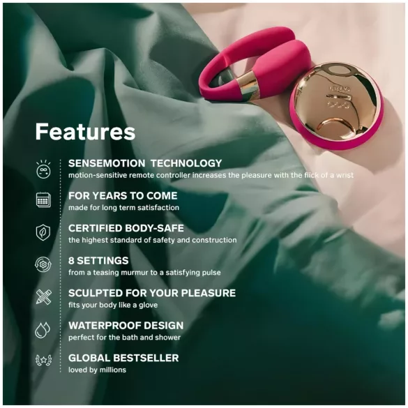 LELO Tiani 3 - parvibrator - fjernbetjent - silikone - pink