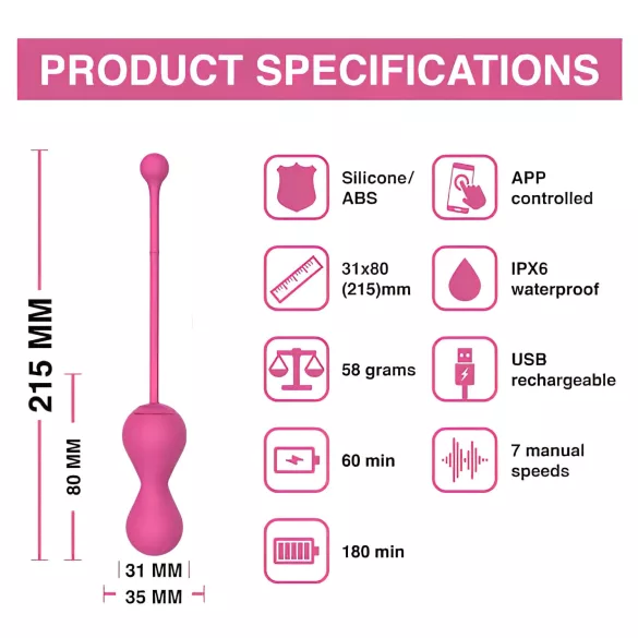 Magic Motion Kegel Master - App-styret vibrerende geishakugle (pink)