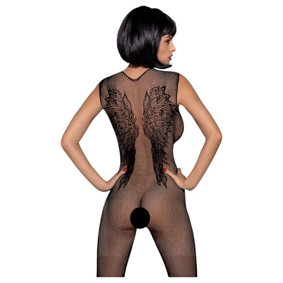Obsessive - netcatsuit med englevinger - sort - S-L