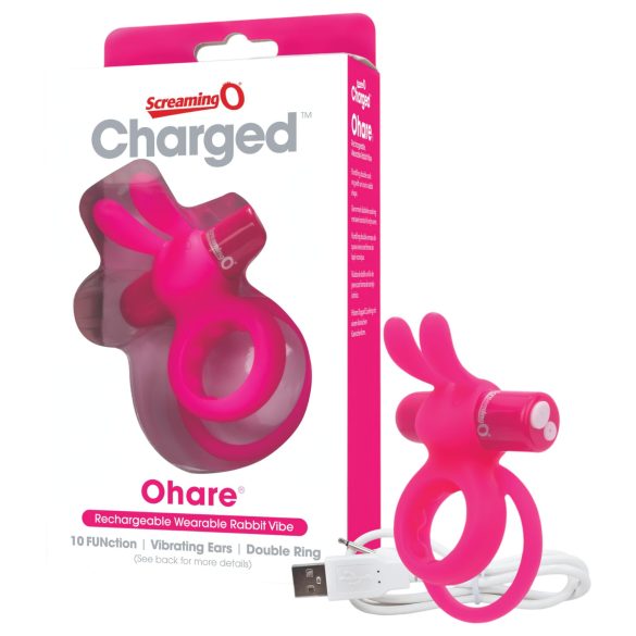 Screaming O Ohare - Genopladelig, Kanin Vibrerende Penisring (Pink)