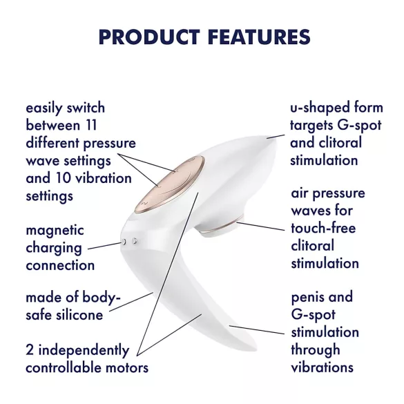 Satisfyer Pro 4 Couples - parvibrator med luftbølger - genopladelig - hvid